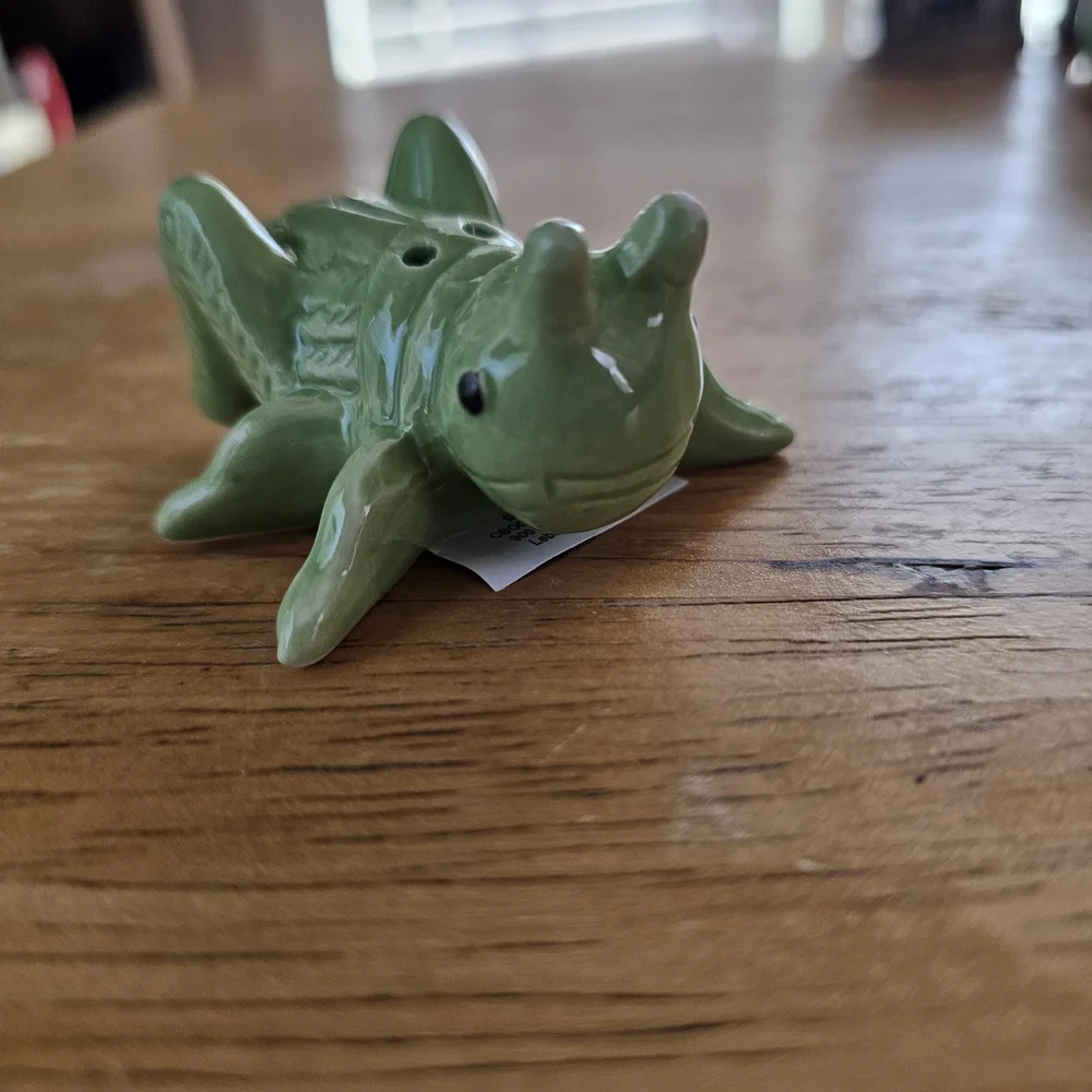 Ceramic Grasshopper Small Pet Figurine in Green